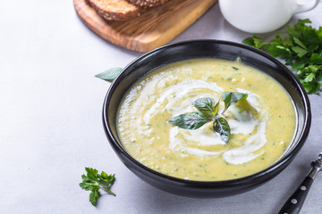 Zucchini cream soup puree. 