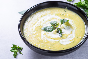 Zucchini cream soup puree. 