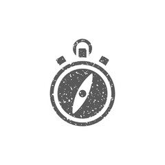 Compass icon in grunge texture. Vintage style vector illustration.