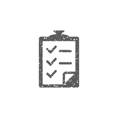 Checklist icon in grunge texture. Vintage style vector illustration.