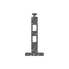 Traffic cone icon in grunge texture. Vintage style vector illustration.