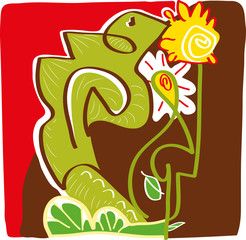 Sitting wizard.

illustration of wizard sitting on the tree branches with leaves and flowers.