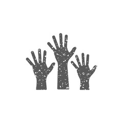 Hands icon in grunge texture. Vintage style vector illustration.