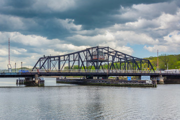 The Grand Avenue Bridge over the Quinnipiac River, in New Haven, Connecticut.