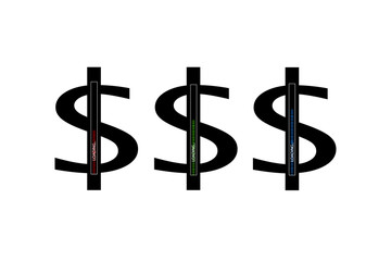 Business concept. Vector illustration. Dollar progress loading bar with lighting