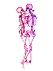 X RAY Skeleton Couple in love 3D Render