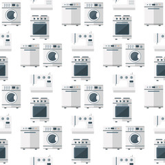 Home appliances vector domestic household equipment kitchen electrical domestic technology for homework tools seamless pattern background illustration