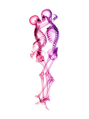 X RAY Skeleton Couple in love 3D Render