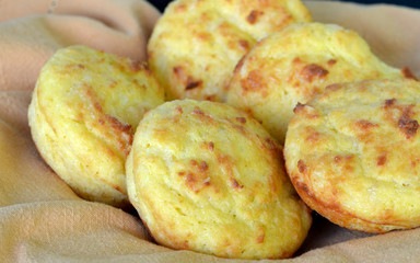 Ketogenic Cheese Biscuits (Bread): close-up, selective focus.