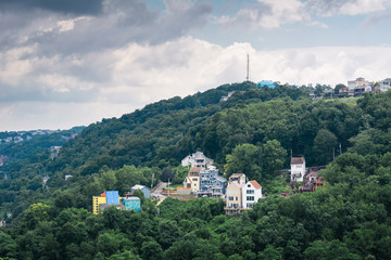 View of houses on a hillside on Mount Washington, in Pittsburgh, Pennsylvania