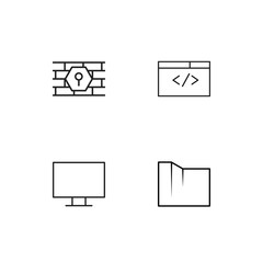Fototapeta na wymiar Cyber Security linear icons set. Simple outline vector icons