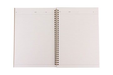 Notebook paper isolated on white background.