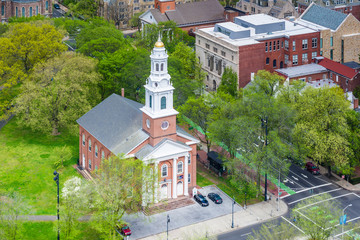 View of the United Church On The Green, in New Haven, Connecticut