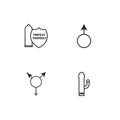 Sex linear icons set. Simple outline vector icons