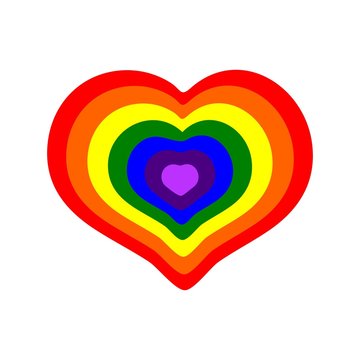 Rainbow colored heart on white background, raster