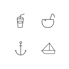 Summer linear icons set. Simple outline vector icons