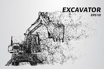 The excavator of the particles. The excavator is combined with a tractor.