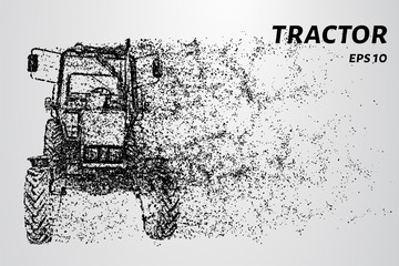 Tractor of the particles. The tractor consists of circles and dots. Vector illustration.