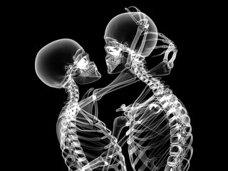X RAY Skeleton Couple in love 3D Render