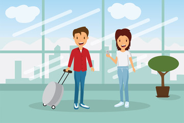enjoy your holiday travel trip around the world at airport- vector illustration