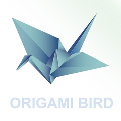 Origami blue paper vector bird illustration