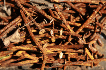 Background of the old rusty nails