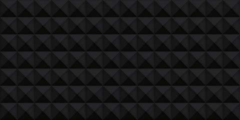 Volume black realistic texture, cubes, gray 3d geometric pattern, design vector dark background