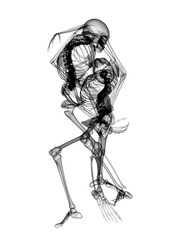 X RAY Skeleton Couple in love 3D Render