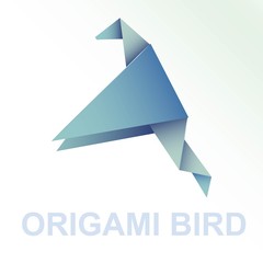 Origami blue paper vector bird illustration