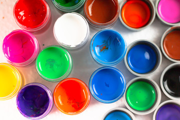 Top view of opened bottles poster color