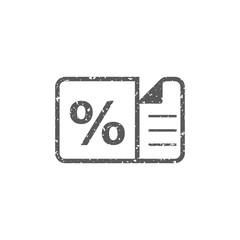 Discount ticket icon in grunge texture. Vintage style vector illustration.