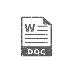 Text file format icon in grunge texture. Vintage style vector illustration.