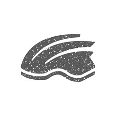 Bicycle helmet icon in grunge texture. Vintage style vector illustration.