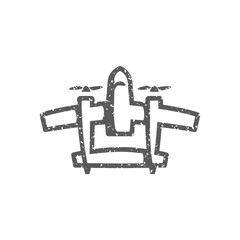 Vintage airplane icon in grunge texture. Vintage style vector illustration.