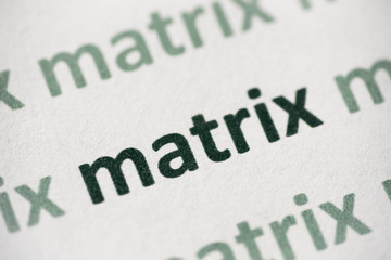 word matrix printed on paper macro