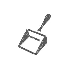 Dustpan icon in grunge texture. Vintage style vector illustration.
