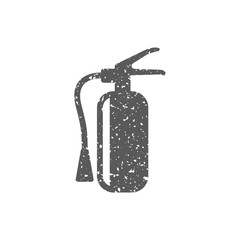 Fire extinguisher icon in grunge texture. Vintage style vector illustration.