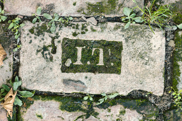 letters carved in stone, close up