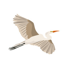 Flying White heron high quality color icon