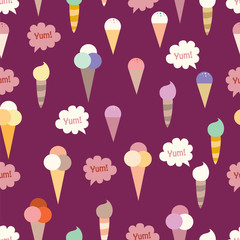 Lovely ice - cream cones seamless background pattern