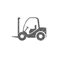 Forklift icon in grunge texture. Vintage style vector illustration.