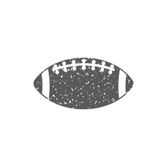 Football icon in grunge texture. Vintage style vector illustration.