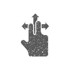 Finger gesture icon in grunge texture. Vintage style vector illustration.