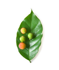 Coffee beans on white background