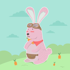 Cute rabbit hand holding carrot. cartoon Illustration