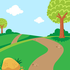 Natural landscape. Cartoon illustration style.