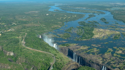 An aerial view of Zambezi River, Zimbabwe