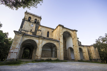 Fototapeta premium Guriezo, Spain. The Iglesia de San Vicente de la Maza, a 16th century church in the town of Rioseco in Cantabria