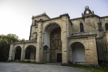 Fototapeta na wymiar Guriezo, Spain. The Iglesia de San Vicente de la Maza, a 16th century church in the town of Rioseco in Cantabria