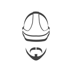 Builder helmet with mustache and beard isolated logotype icon
